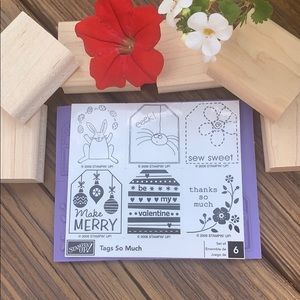 6 Fun & Unused wooden stamps ‘Tags So Much’ SU Set